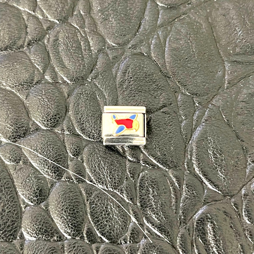 Zoppini stainless steel & Gold Charm with Airplane